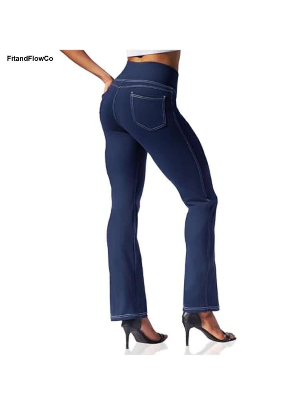 Women's Bootcut Flare Yoga Pants 4 Pockets High Waist Tummy Control Leggings